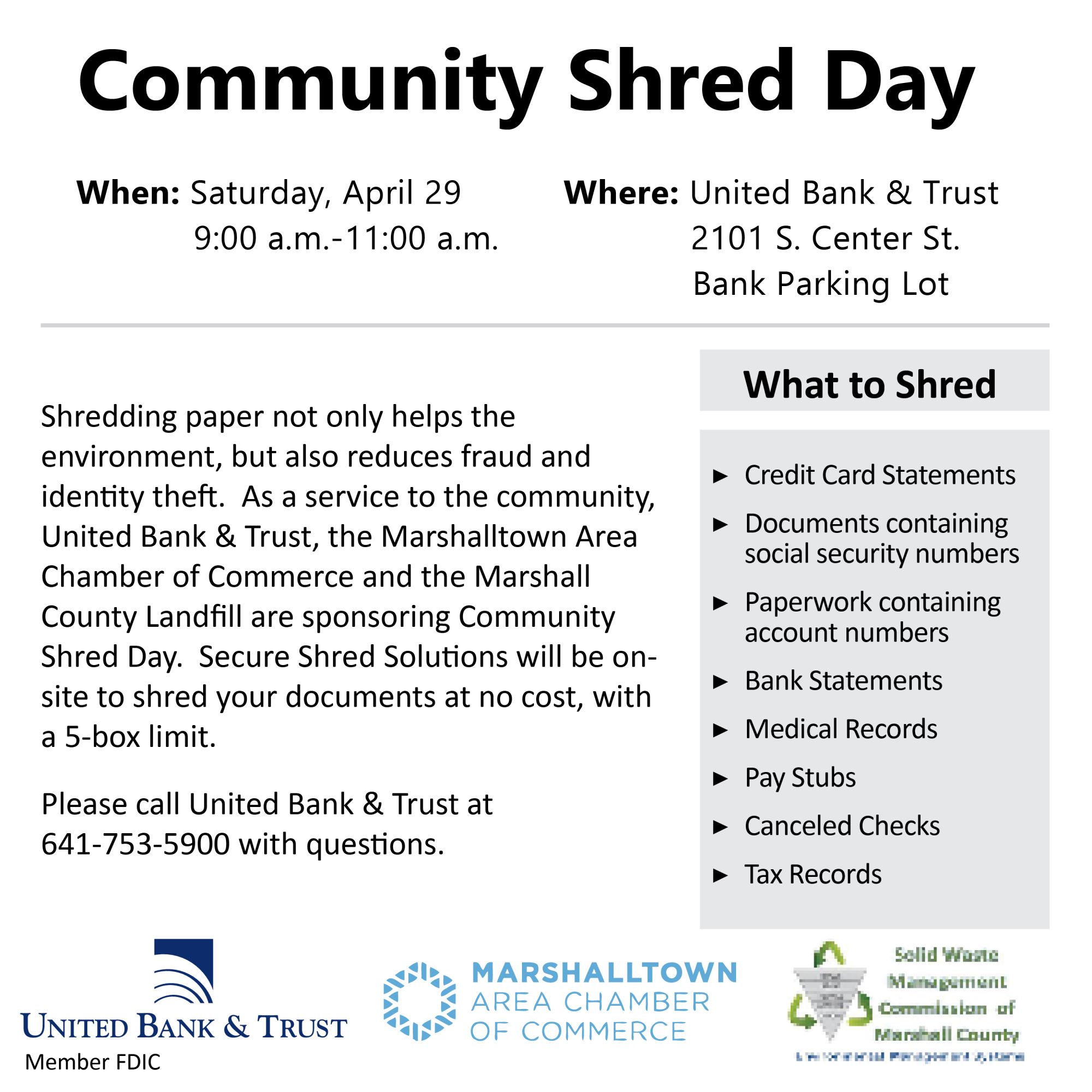 Community Shred Day 2023 United Bank & Trust